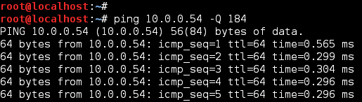 Linux Ping with ToS Switch